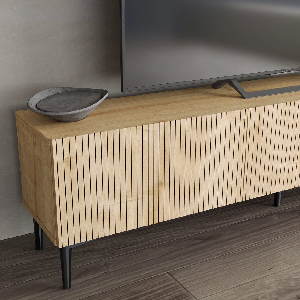 Porta TV in legno "Oscar" - 180 x 31 x 45 cm - Marrone chiaro