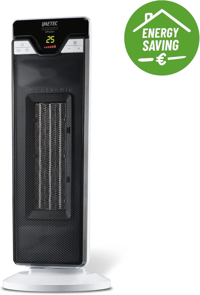 Eco Ceramic Diffusion - Stufetta Elettrica a Basso Consumo Energetico. Termoventilatore con Timer. 6 Regolazioni di temperatura