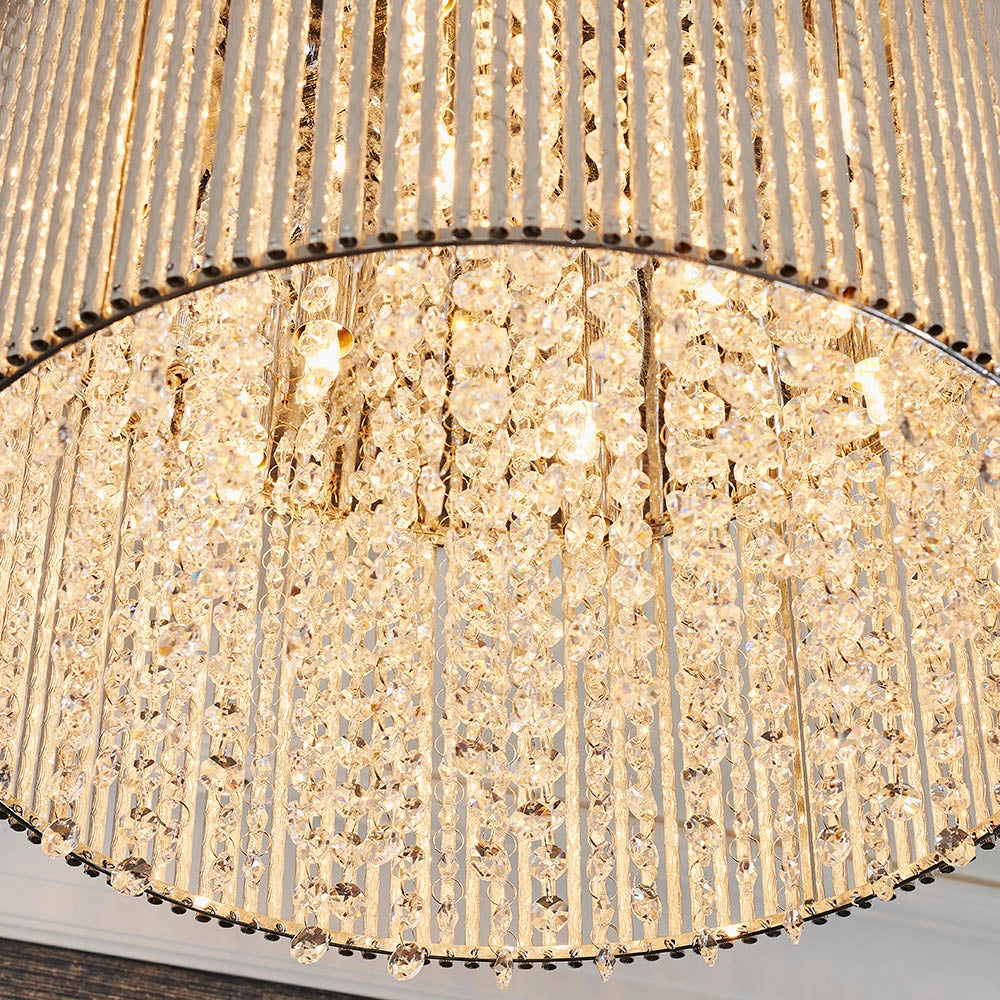 Plafoniera glamour cromo cristallo tonda 10xG9 Endon Galina