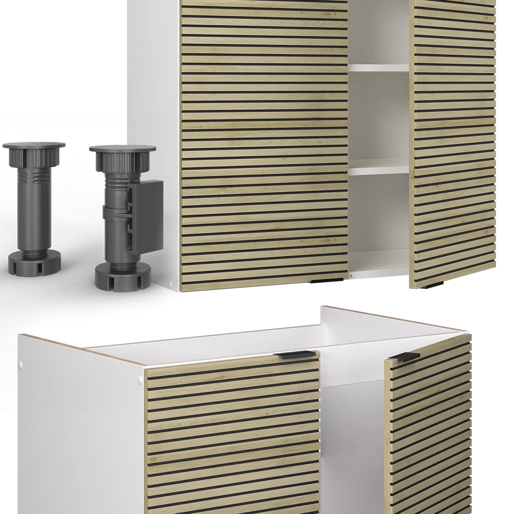 Cucina componibile Fame-Line Pannello in quercia/Bianco 200 cm senza piano di lavoro Vicco