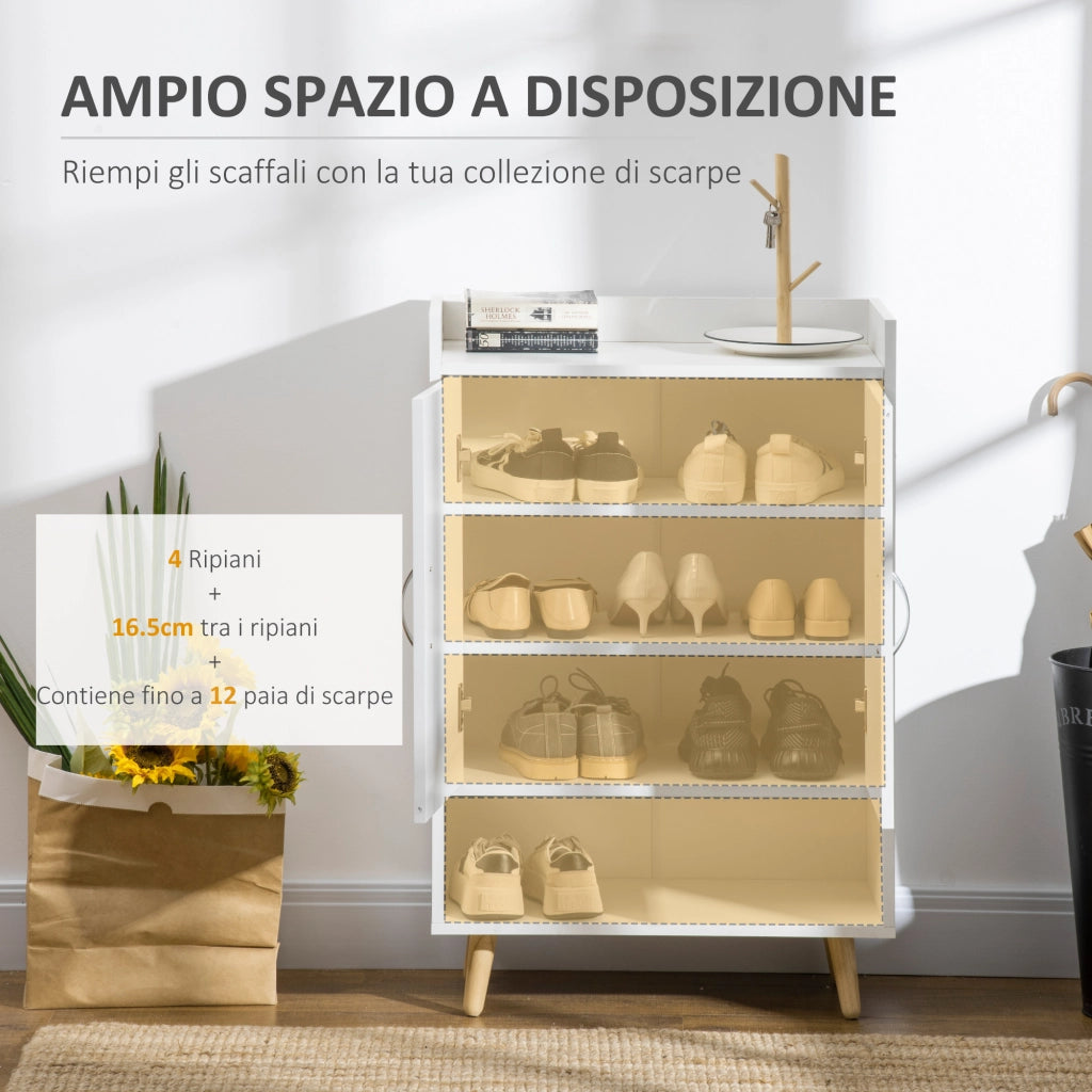 Scarpiera in Legno Bianco con Ripiano Aperto ¨C zephmum ¨C 60x30x92cm