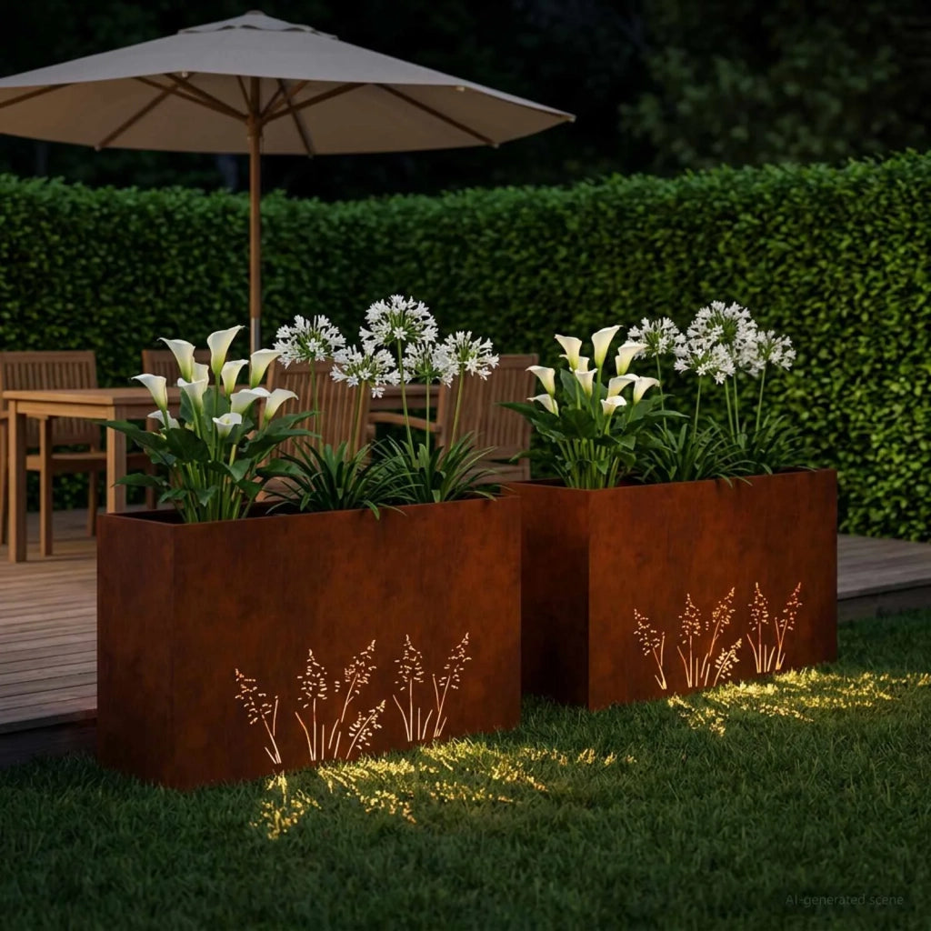 Vaso da giardino 2 pz Ruggine 100 x 30 x 49 cm Acciaio Corten 8005875