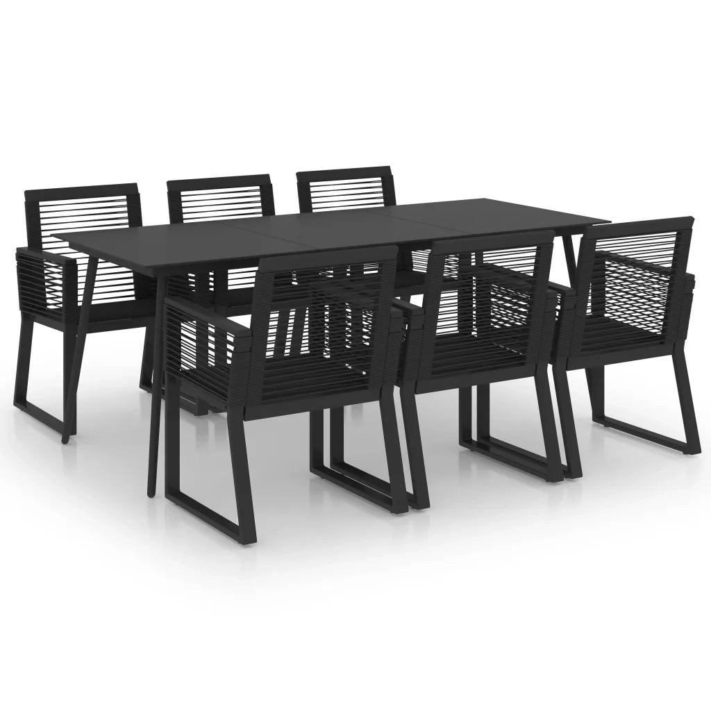 Set da Pranzo da Giardino 7 pz in Rattan PVC Nero 3060217