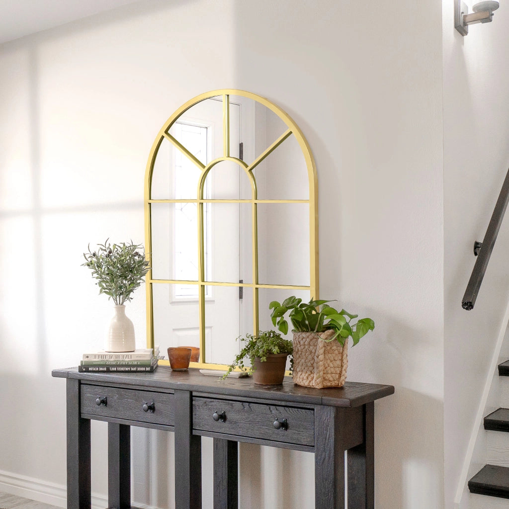 Specchio da parete in metallo con cornice dorata ¨C zephmum ¨C 70x50 cm