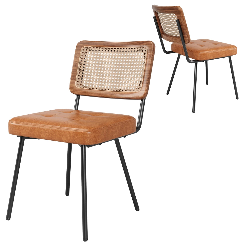 SEDIA da pranzo ergonomica 61x46x79 cm in PU e metallo marrone