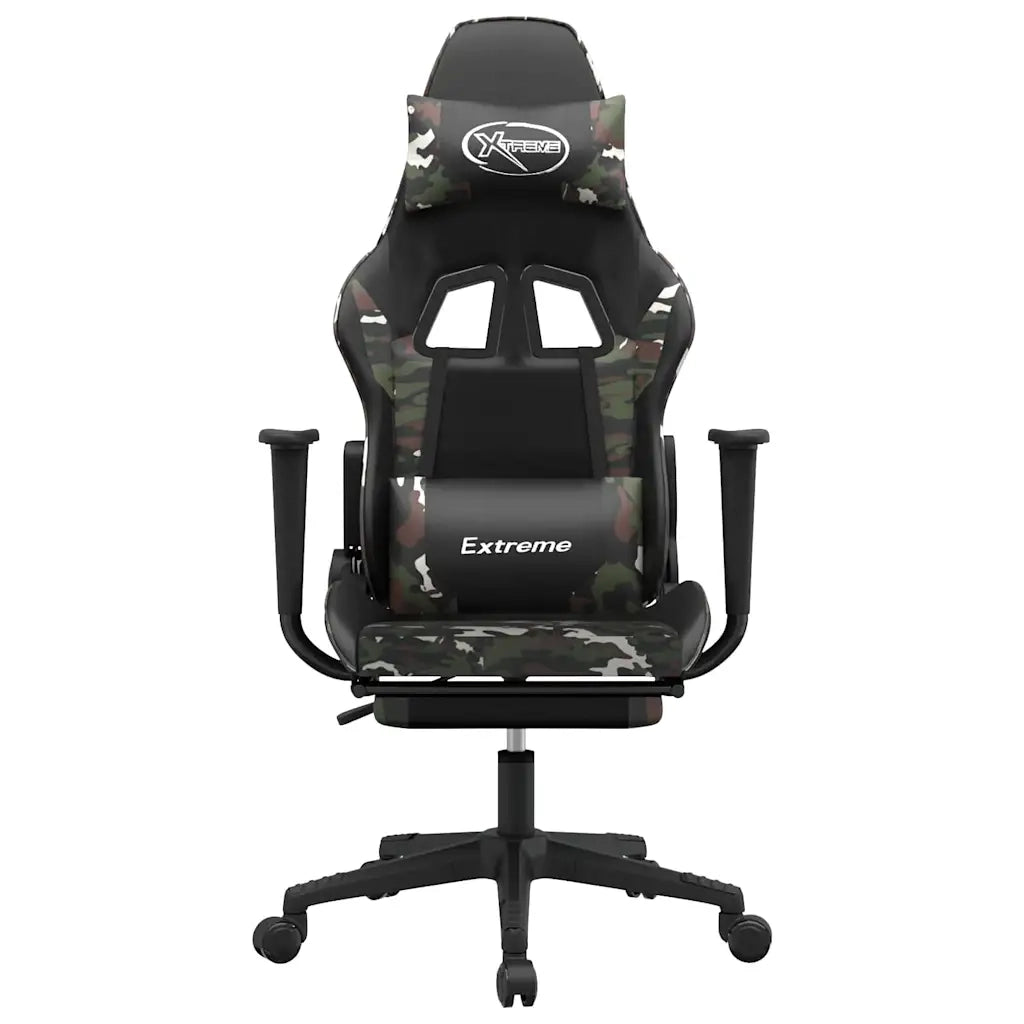 Sedia Gaming Massaggio Poggiapiedi Nero e Mimetico Similpelle cod mxl 64859