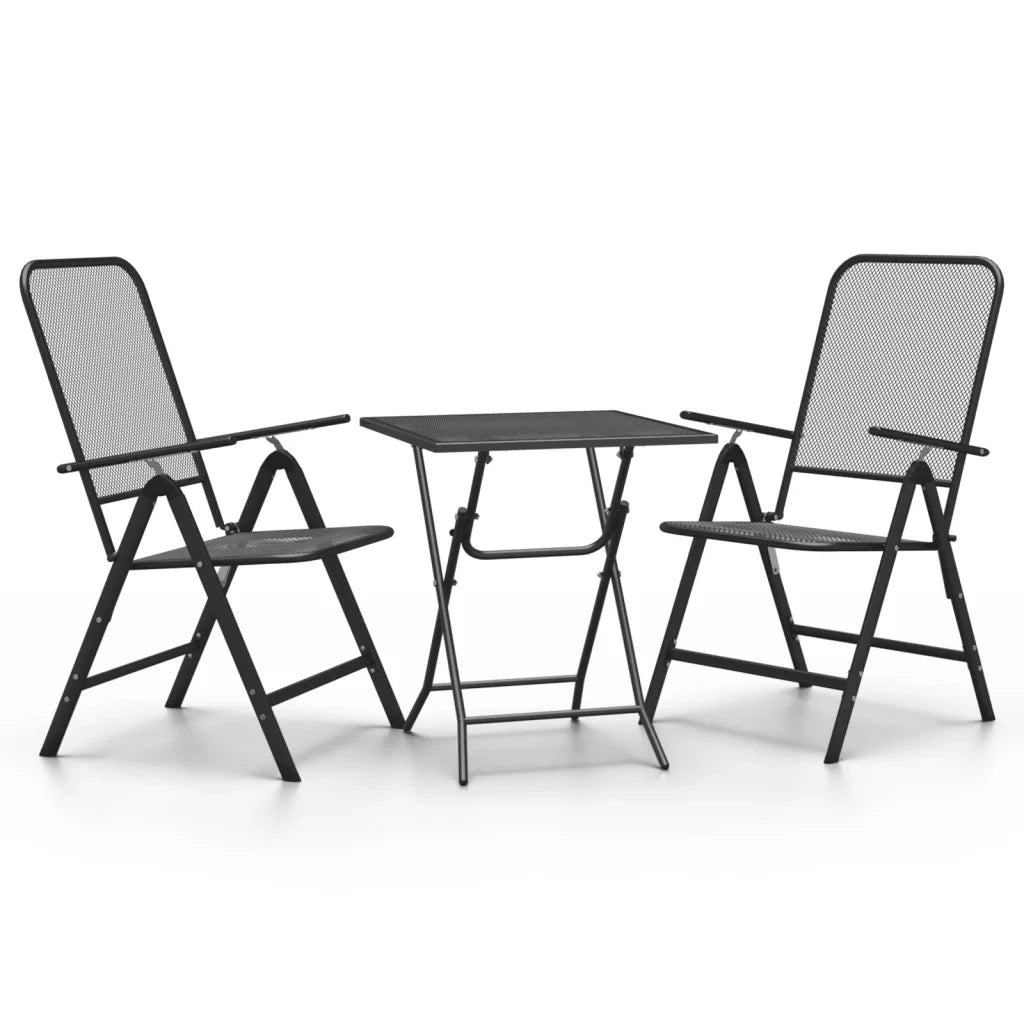 Set da Pranzo per Giardino 3pz Rete Metallica Espansa Antracite cod mxl 37571