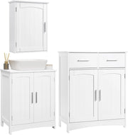 Mobile da Bagno Sospeso, Mobile Sottolavabo per Bagno con 2 Ante, 2 Cassetti, Ripiano Regolabile, MDF, Bianco