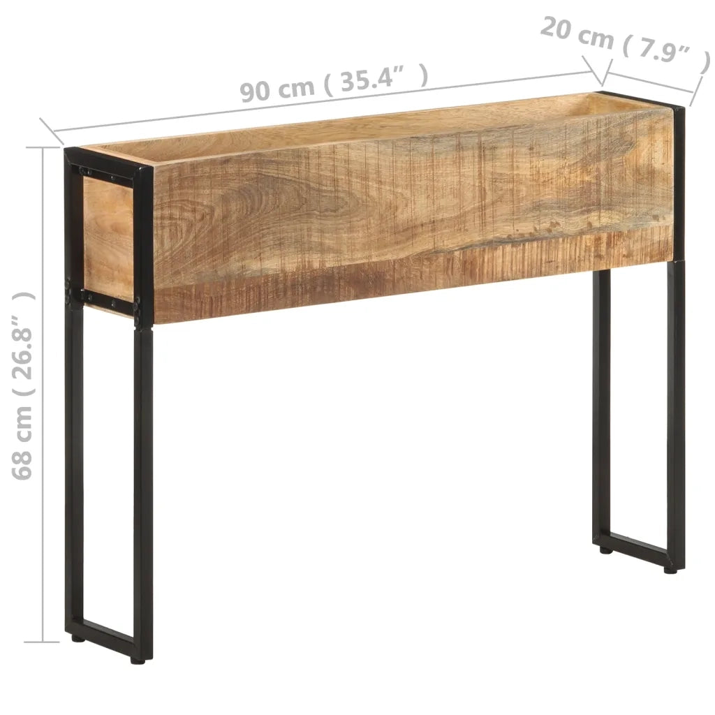 Fioriera-Vaso-Contenitore per Piante 90x20x68 cm in Legno di Mango Grezzo