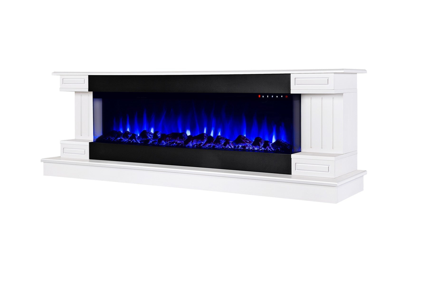 Camino Elettrico da Pavimento 60,3x181x43 cm Effetto Fiamma 1500W Arizona & Dalas maxi Bianco