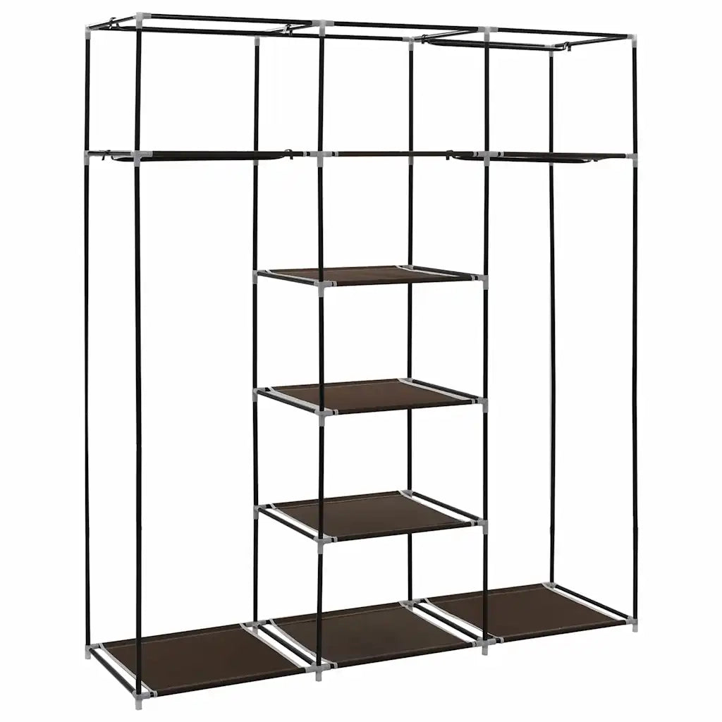 Pratico armadio portatile con scomparti e barre 150 x 45 x 175 cm in tessuto non tessuto marrone 02_0046444