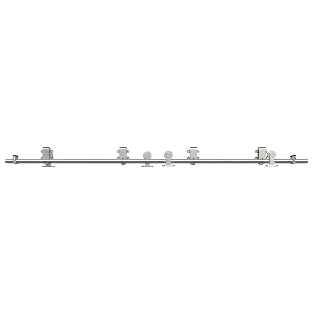 Kit Binari Porta Scorrevole 200 cm Acciaio Inossidabile Argento
