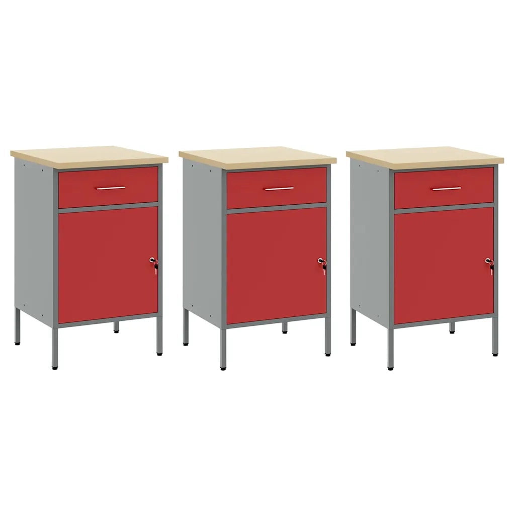 Mobile da lavoro 7 pcs Rosso Legno ingegnerizzato e acciaio 3321431