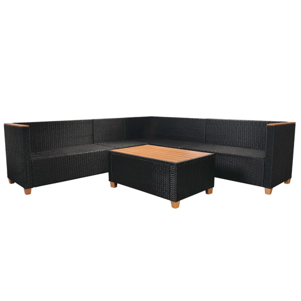 Set Divani da Giardino 5 pz con Cuscini in Polyrattan Nero cod mxl 34831