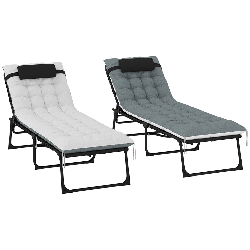 Lettino prendisole pieghevole e regolabile con cuscino ¨C zephmum ¨C grigio 60x190x31cm