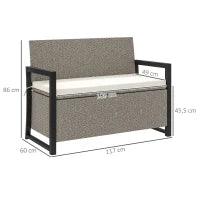 Panchina da Giardino 2 Posti con Cassapanca da 151.5L in Rattan con Schienale, Braccioli e Cuscino, Crema