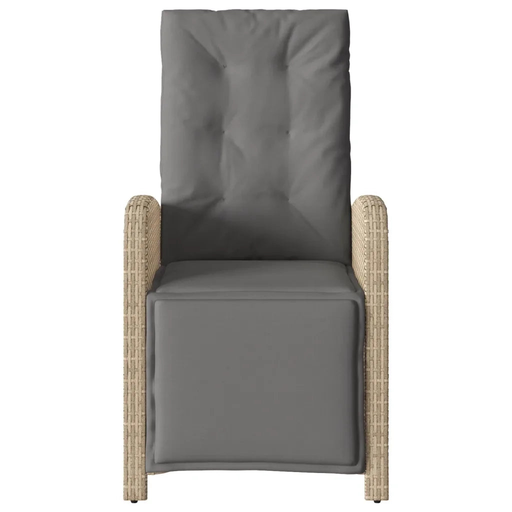 Sedia Reclinabile Giardino e Poggiapiedi Beige Misto Polyrattan 365189