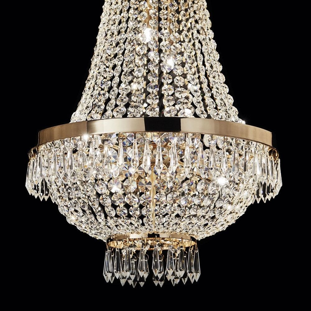 Lampadario Classico Caesar Metallo-Cristallo Oro 6 Luci G9 3W 3000K Luce Calda