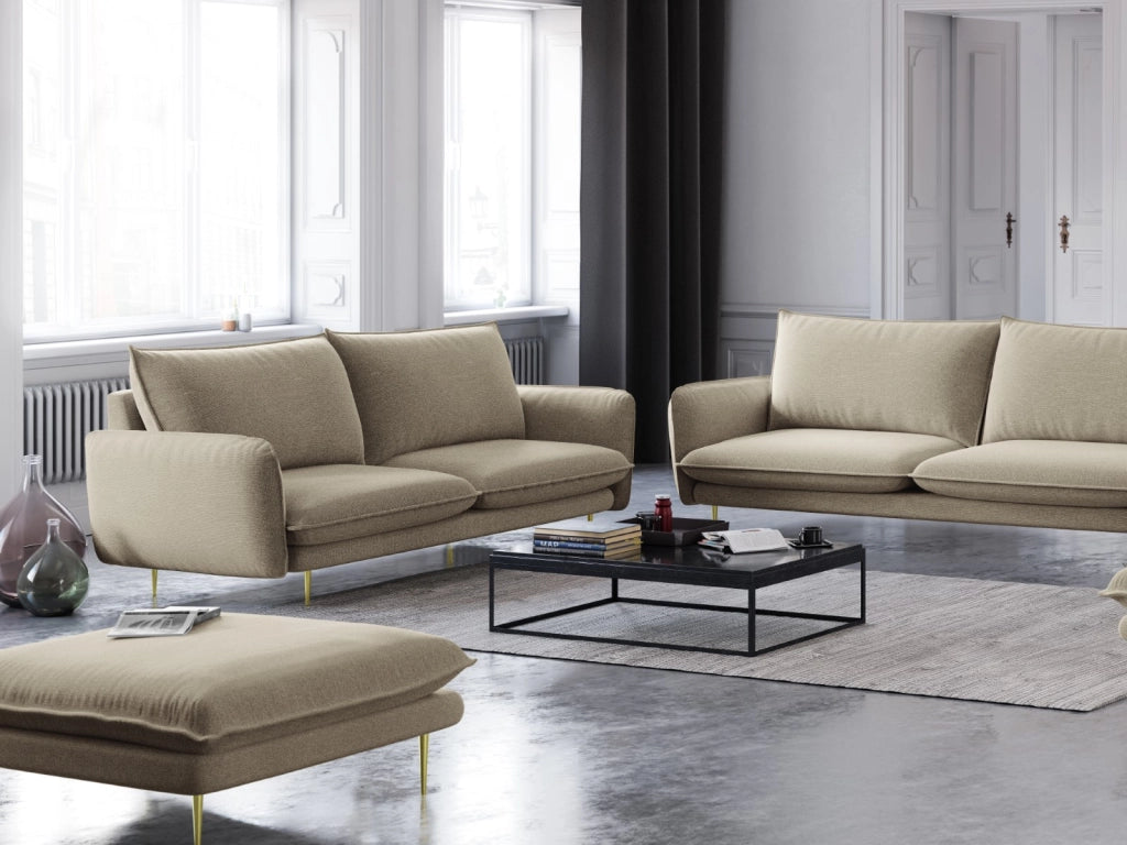 Cosmopolitan Design - Pouf "Vienna" in tessuto strutturato beige 