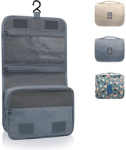 Toilettes appese, toilettes pieghevoli, borsa cosmetica, toilettes da viaggio pieghevoli con maniglia, toilettes per uomini e donne (grigio chiaro, L)