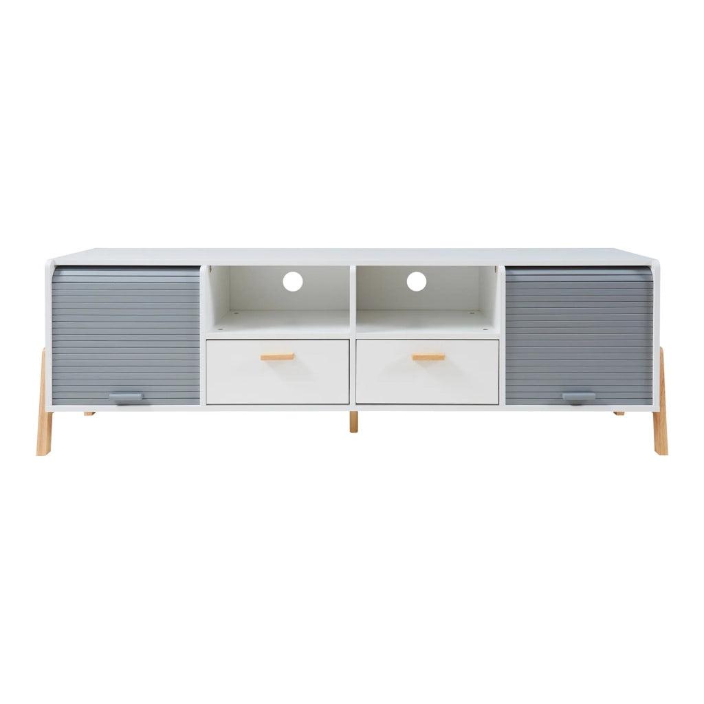 Mobile porta TV mensola porta TV per soggiorno 160 x 40 x 52 cm bianco grigio naturale 03_0010074