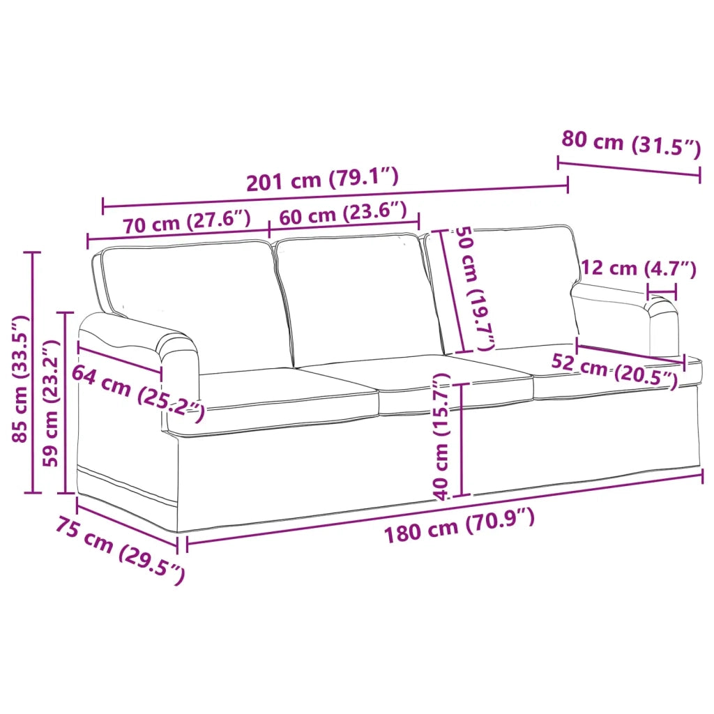Set di divani 2 pcs Nero 201 x 80 x 85 cm Tessuto 3407606
