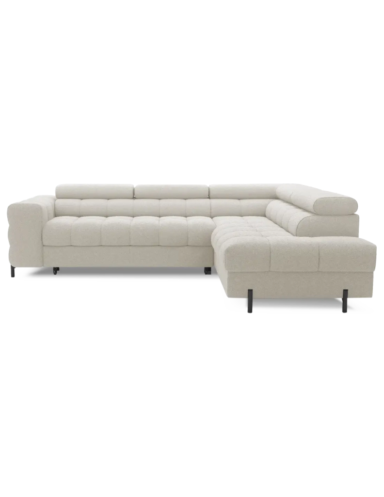 Divano FERRUM Beige chiaro convertibile 5 posti angolo destro con contenitore 276x93x200cm