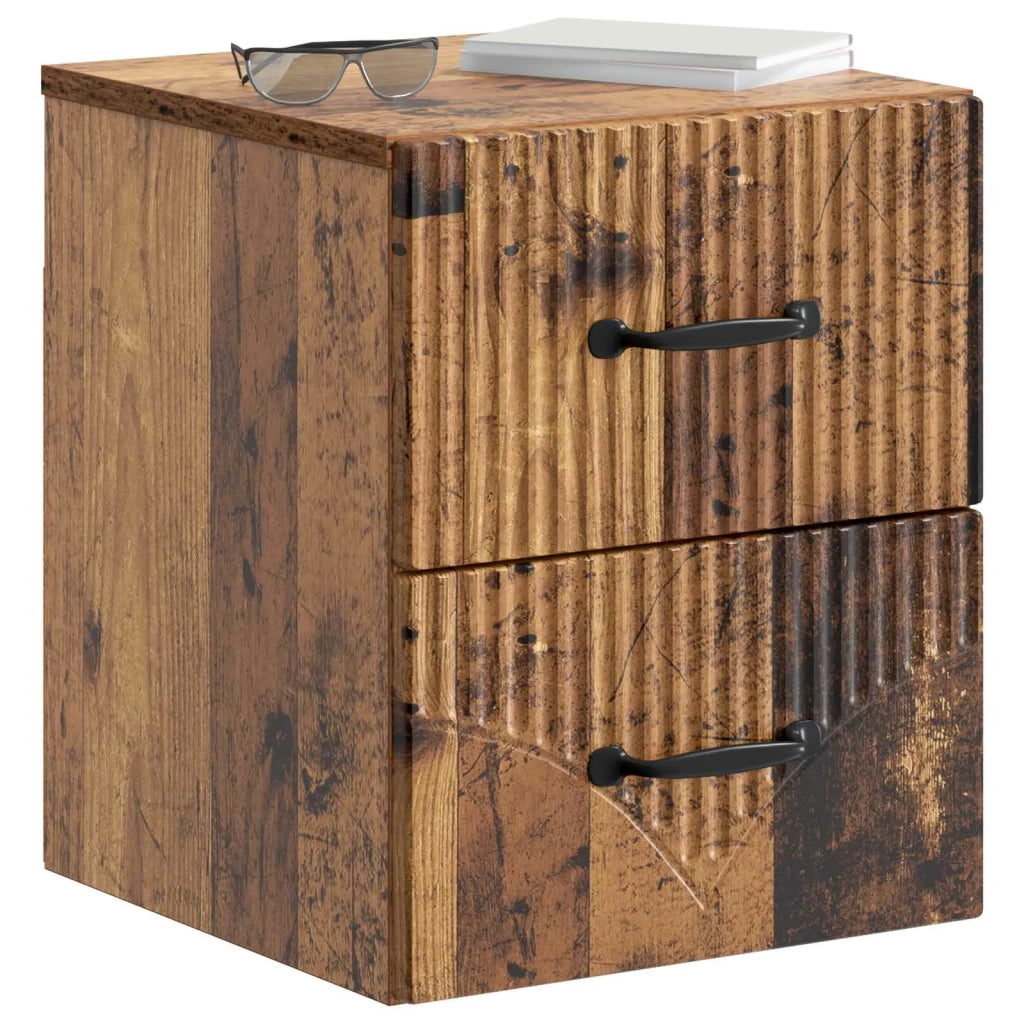 Mobiletto da notte a muro Legno antico 34,5 x 33 x 40 cm 898991