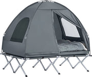 Kit di tenda da campeggio 4 in 1 per 2 persone - Tenda da campeggio pop-up - Letto da campeggio con poltrona da lettura - Nylon Oxford duraturo - Tessuto in poliestere impermeabile - Facile da trasportare - 193 cm x 188 cm x 145 cm - Grigio chiaro