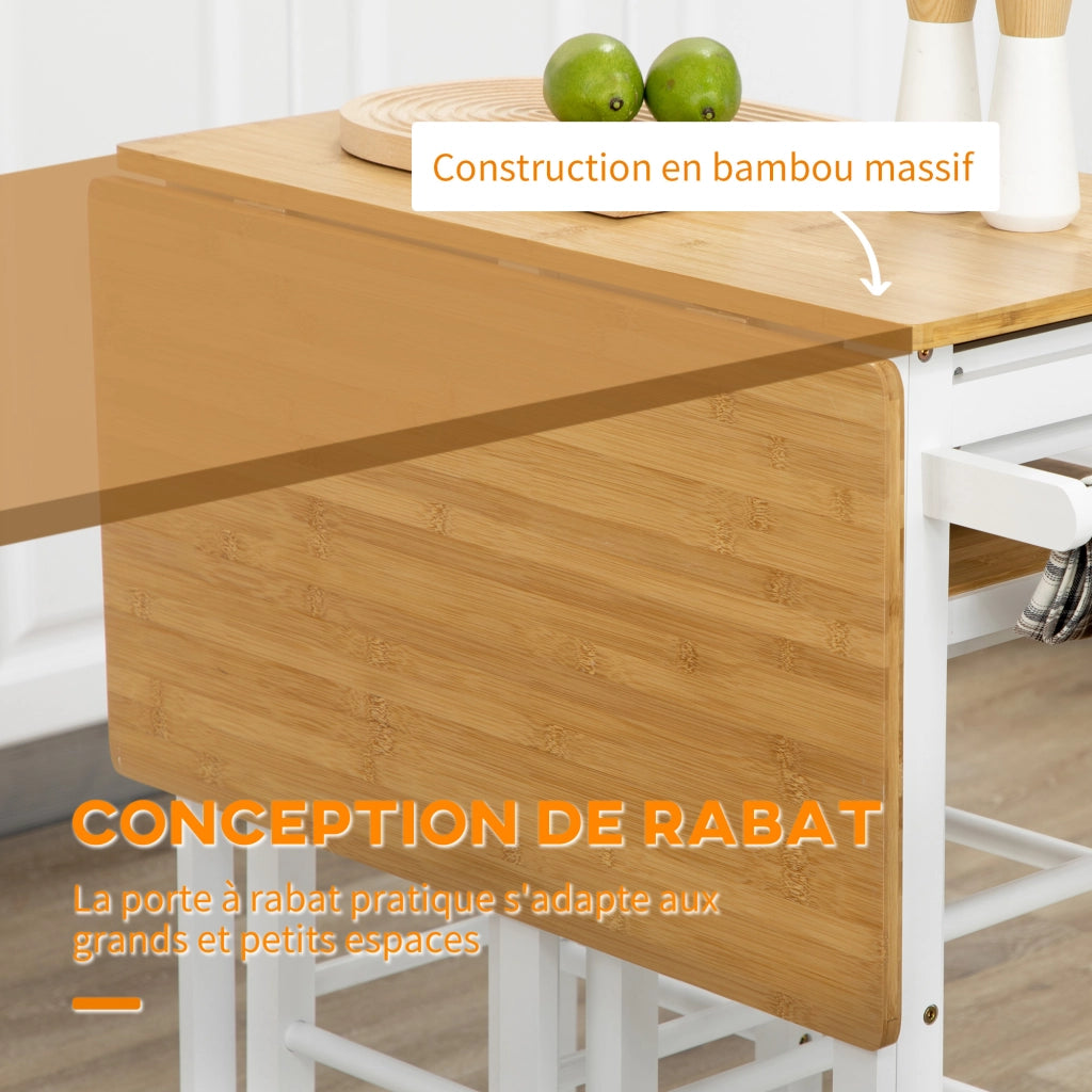 Tavolo da bar pieghevole ¨C zephmum ¨C bianco e legno chiaro