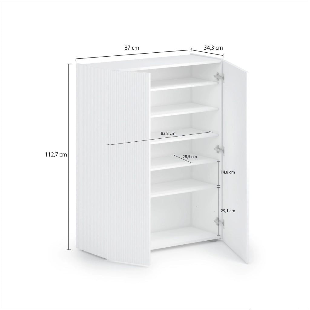 Mobile Portascarpe Caresan, Scarpiera 20 Paia Made in Italy, 87x34x115h cm Bianco Lucido