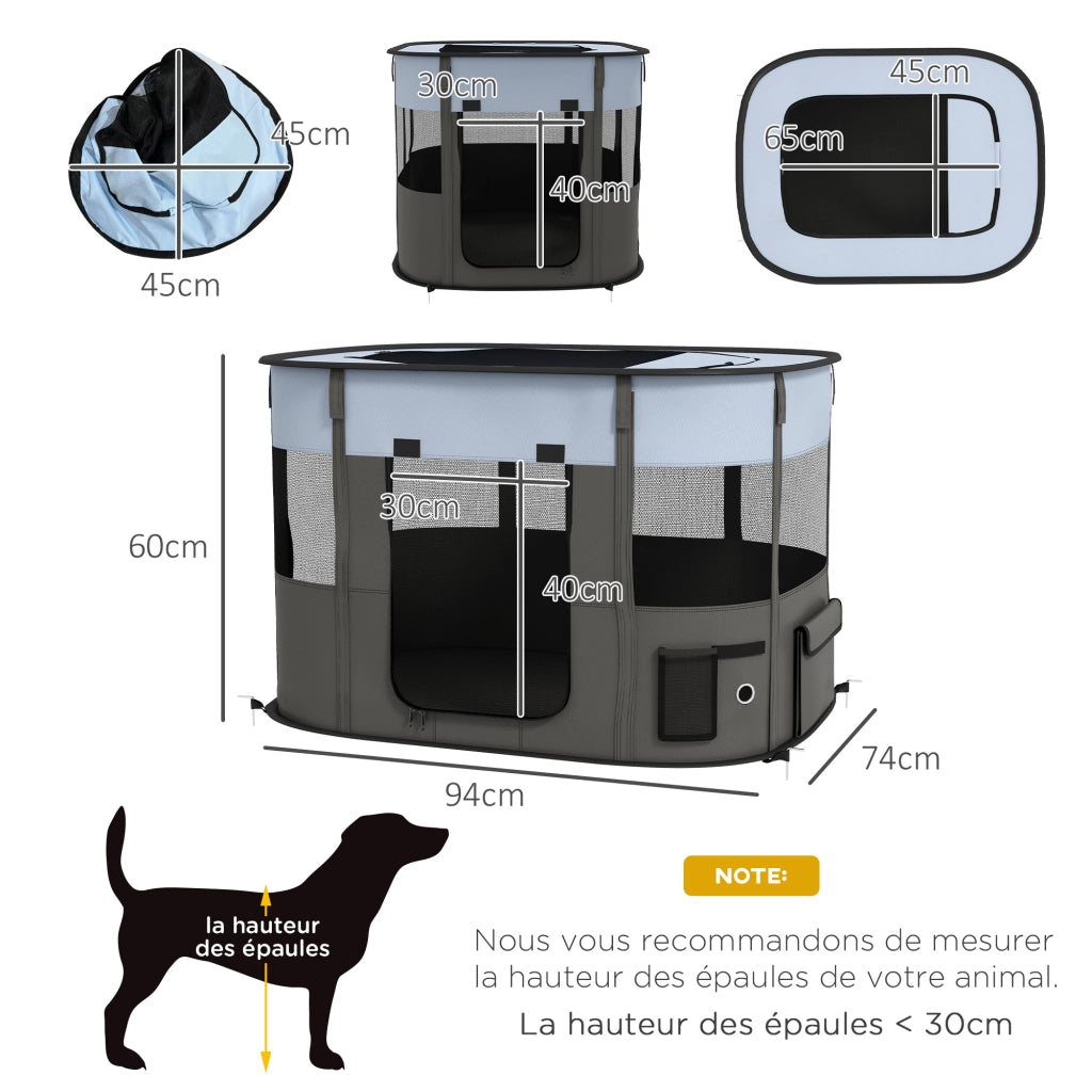 Recinto per animali domestici pieghevole ¨C Minimal ¨C 94x74x60 cm grigio nero