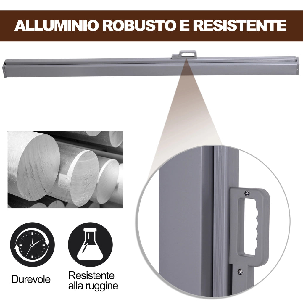 Tenda da sole laterale avvolgibile ¨C zephmum ¨C grigio alluminio poliestere 3x1.6m