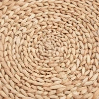 Pouf Contenitore Rotondo Stile Boho con Rivestimento Naturale, Tavolino da Salotto Ø43x43cm, Kaki