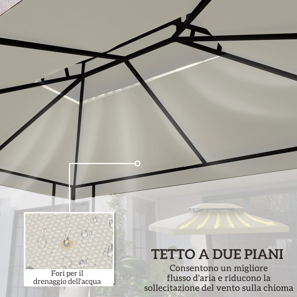 Copertura Gazebo Giardino Impermeabile Anti-UV ¨C zephmum ¨C Poliestere Beige 3x4m