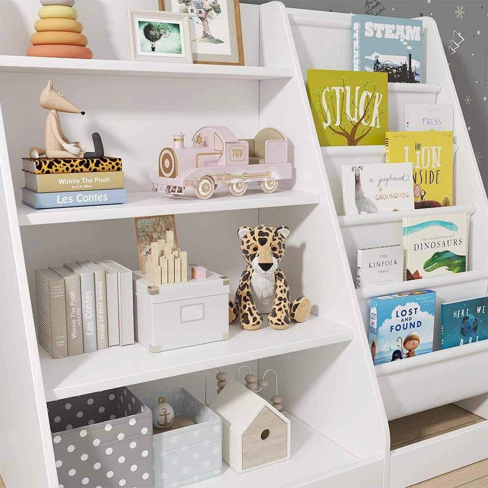 Scaffale per bambini Conny, Bianco, 90 x 80.5 cm con ampi ripiani, combinabile per riporre giocattoli e libri
