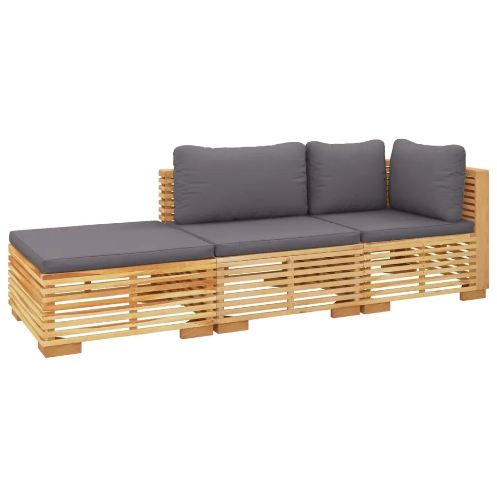 Set Divani da Giardino 3 pz con Cuscini Legno Massello di Teak 3100906