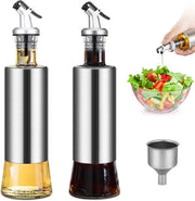 Set di 2 Flaconi in Acciaio Inossidabile con Bocchetta di Scolatura e Beccuccio - 300ml