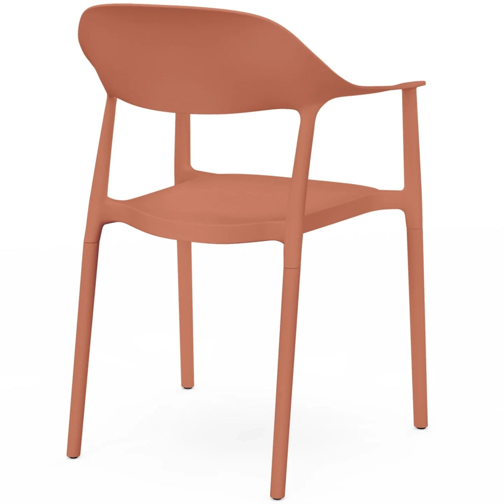 IDMarket - Set di 4 sedie da giardino impilabili in polipropilene color terracotta SUZON