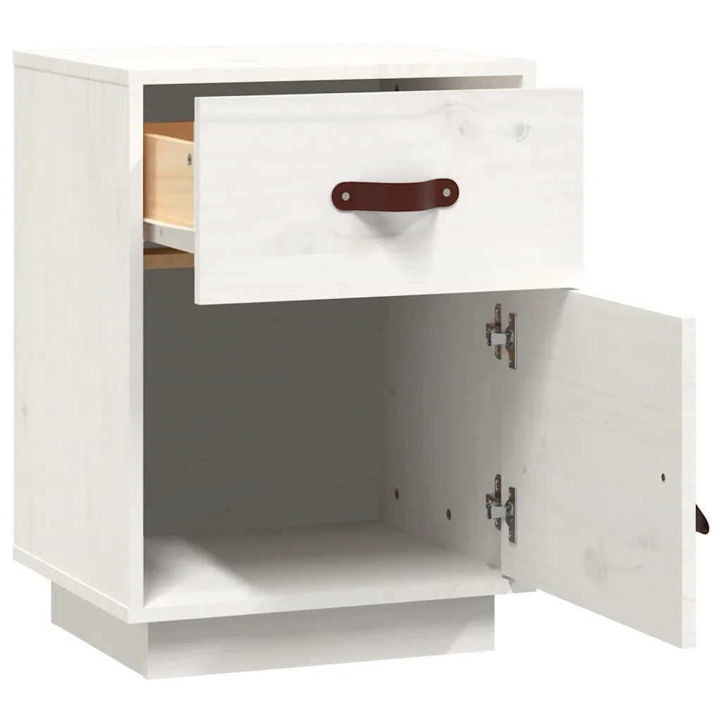 Comodini Bianchi 2 pz 40x34x55 cm in Legno Massello di Pino 818308
