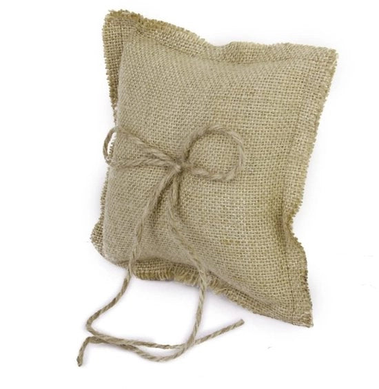 Cuscino di juta per cerimonia - portacarte da matrimonio - formato borsa - sostenibile