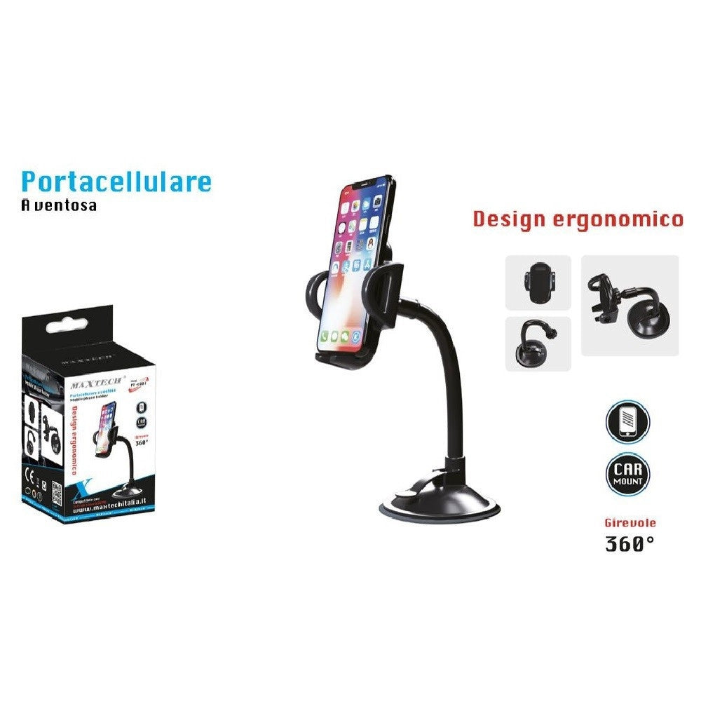 Trade Shop - Portacellulare Universale Per Auto Per Ipad Smartphone Navigatore Maxtech Pt-c007 -
