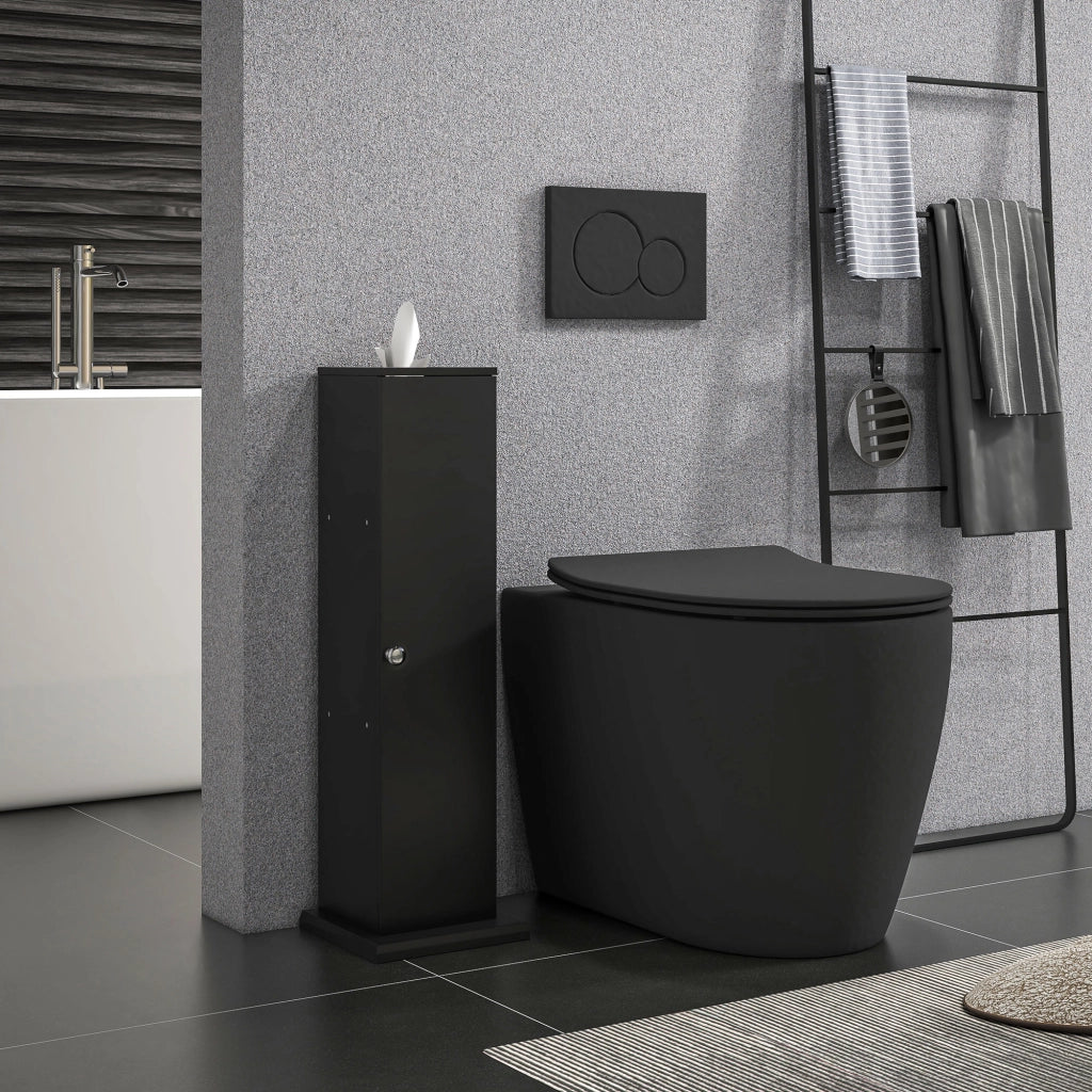 Mobiletto bagno 3 ripiani con portarotolo ¨C Xylo ¨C nero salvaspazio