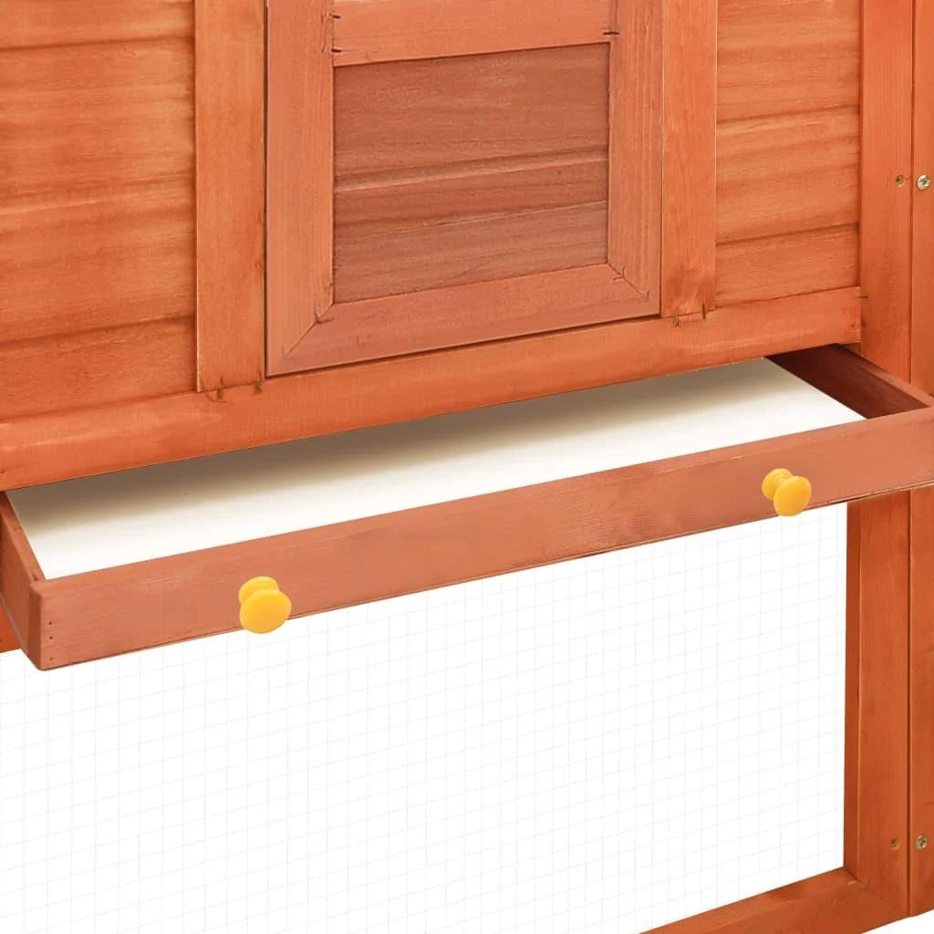 Conigliera da esterno con recinto 250 x 192 x 105 cm legno massello di abete marrone 02_0000596
