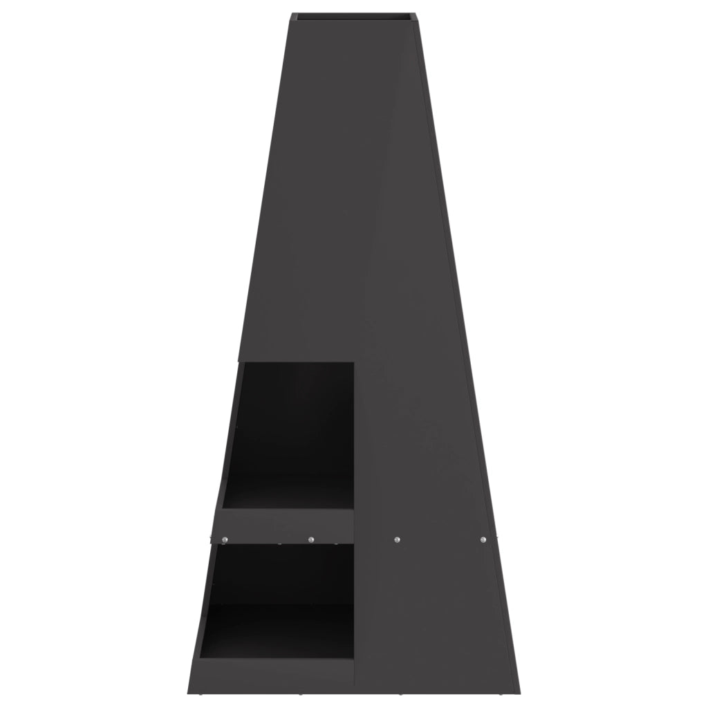 Focolare con Magazzino per Legna Nero 50x50x100 cm Acciaio