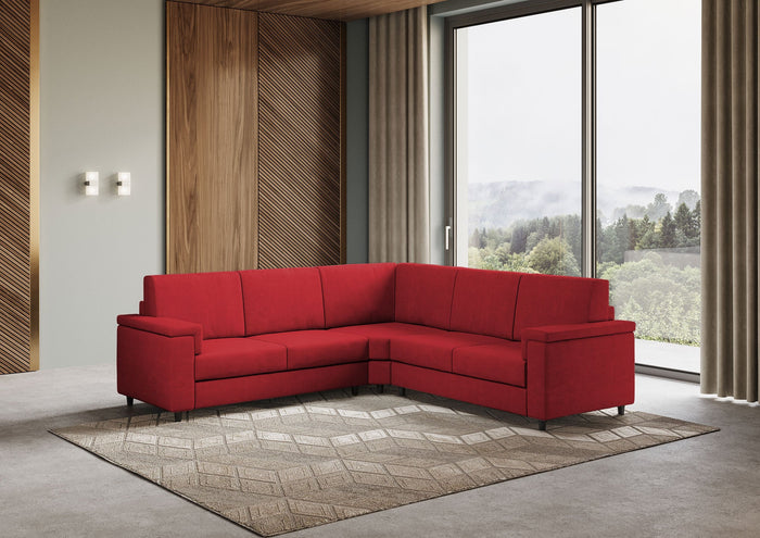 Divano Angolare 5 Posti 246x246x85 cm Marrak in Tessuto Rosso
