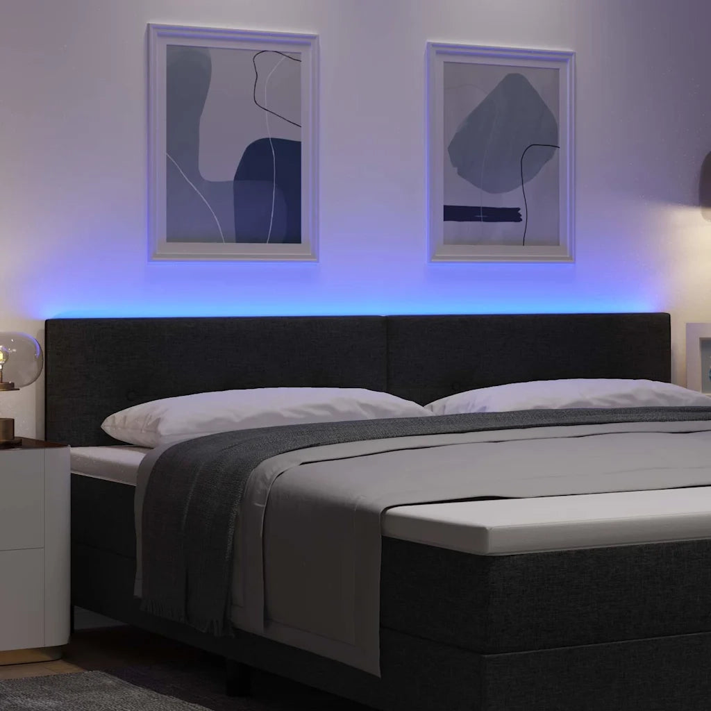 Testiera LED con strisce LED con testiera Nero 200 cm Tessuto 3338163