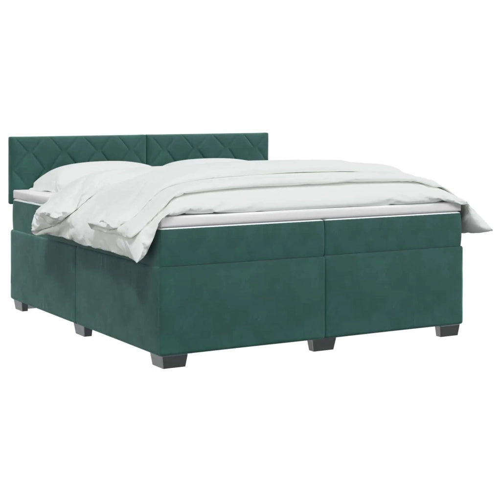 Letto box spring con materasso Verde Scuro 200 x 200 cm Velluto 3450791