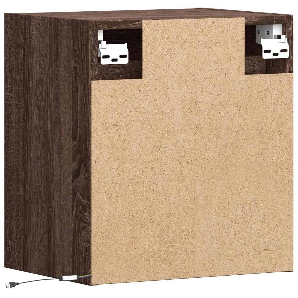 Mobile TV a Parete con Luci LED Rovere Marrone 41x31x45 cm 852283