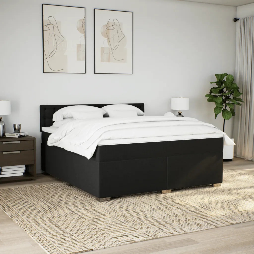 Giroletto a Molle con Materasso Nero 180x200 cm in Tessuto 3288283